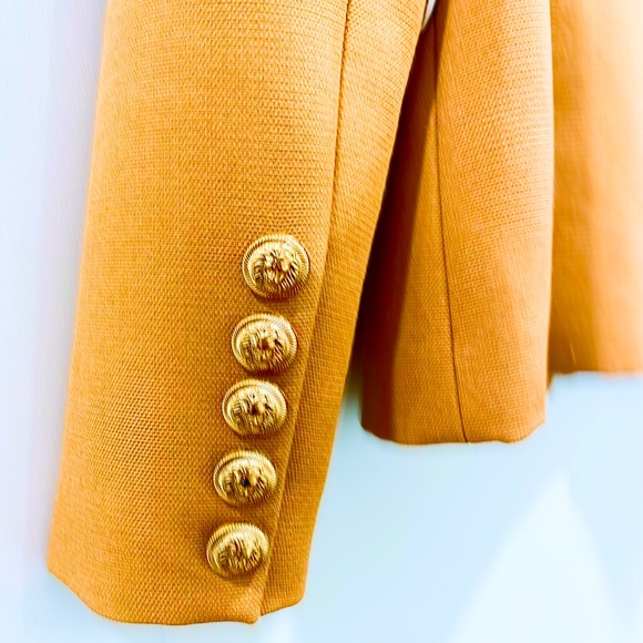 WOMEN BLAZER CAMEL WITH GOLD BUTTON Balmain Style NEW Size M - Picture 5 of 6